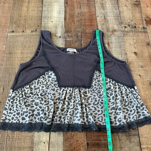 Andthewhy Womens Size Small Leopard Print Lace Trim Color Block Tank Top - Picture 3 of 7